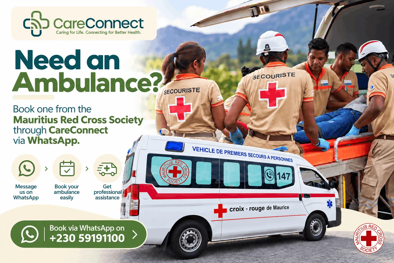 Mauritius Red Cross Society ambulance and rescue team