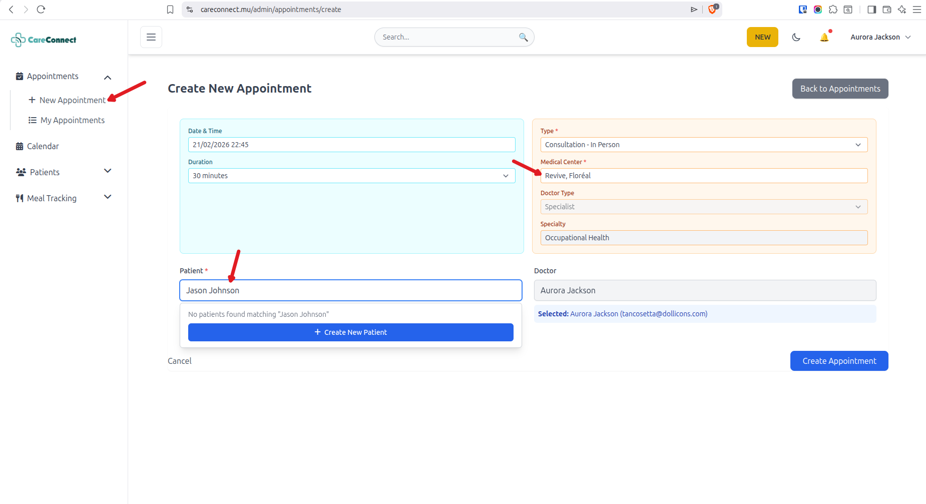 Select Existing Patient